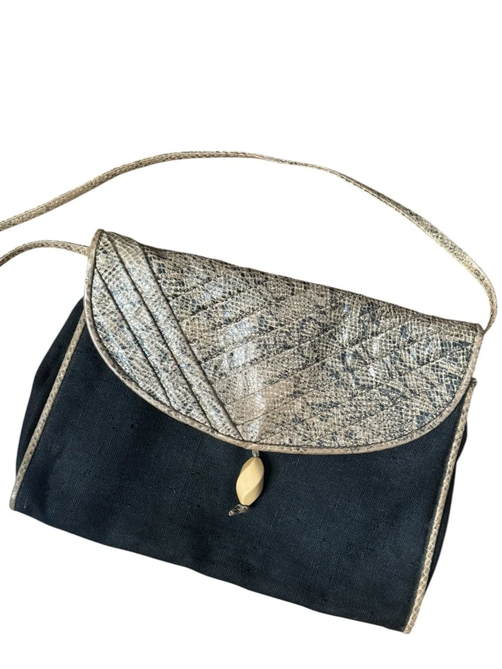 Vintage Barbara Bolan Crocodile & Linen 1980’s Bohemian Made in Italy Bag